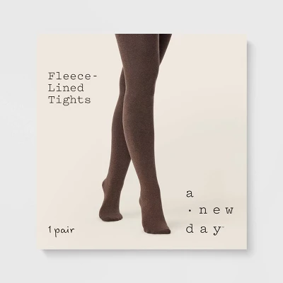 Women's Cable Knit Fleece Lined Tights - A New Day™ Brown Heather 3 Women's Cable Knit Fleece Lined Tights - A New Day™ Brown Heather