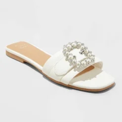 Women's Kelsey Bone Pearl Buckle Sandals - A New Day™ Cream -A New Day™ GUEST 01a24e33 64d3 4e31 bc29 24f6f5b81943