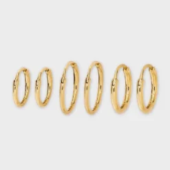 14K Gold Plated Hoop Earring Set 3pc - A New Day™ Gold -A New Day™ GUEST 055e5a80 b842 44c4 bfcc 995a66e5e908