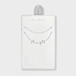 Silver Plated Horizontal Cross Necklace 2pc Set - A New Day™ Silver -A New Day™ GUEST 10150f0d 8b63 4080 bd69 dbf8fd2e9c44