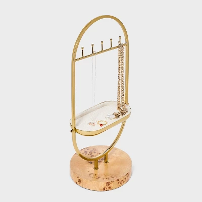 Oval Burlwood Standing Jewelry Organizer - A New Day™ Gold/Brown: Metal Storage Stand, 13.5" Height, 7" Depth 3 Oval Burlwood Standing Jewelry Organizer - A New Day™ Gold/Brown: Metal Storage Stand, 13.5" Height, 7" Depth