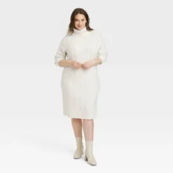 Women's Turtleneck Long Sleeve Cozy Sweater Dress - A New Day™ -A New Day™ GUEST 1542ddc5 cb08 470c 908d d68d2fc9faf4