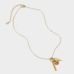 14K Gold Dipped Cubic Zirconia Basketball Charm Necklace - A New Day™ Gold