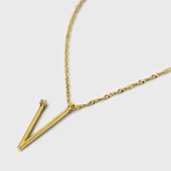 Gold Dipped Scattered Cubic Zirconia Initial Pendant Necklace - A New Day™ Gold -A New Day™ GUEST 1b79a550 df04 419b a531 249d55930227