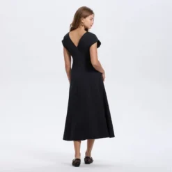 Women's Short Sleeve V-Neck Midi A-Line Dress - A New Day™