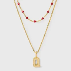 14K Gold Dipped Beaded Initial Necklace Set 2pc - A New Day™ Gold/Marron -A New Day™ GUEST 1ed429ea 04e2 4e45 b7f5 ecfa0a15c736