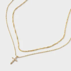 14K Gold Plated Cubic Zirconia Cross Pendant Necklace - A New Day™ Gold 7 14K Gold Plated Cubic Zirconia Cross Pendant Necklace - A New Day™ Gold -A New Day™ GUEST 20827dd2 7fab 4b2e adb0 649b0663fe1e