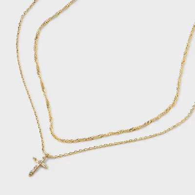 14K Gold Plated Cubic Zirconia Cross Pendant Necklace - A New Day™ Gold 5 14K Gold Plated Cubic Zirconia Cross Pendant Necklace - A New Day™ Gold - Image 3