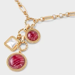 Cabochon Triple Drop Chain Necklace - A New Day™ Gold/Burgundy -A New Day™ GUEST 21fa501d dbab 4765 9e72 f53e11477174