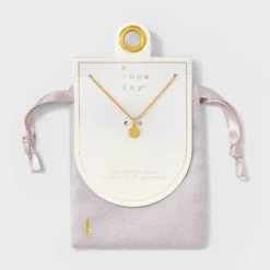 14K Gold Plated Round Initial Pendant Necklace - A New Day™ -A New Day™ GUEST 233f94e7 34e6 49a8 8de3 731c2a5b5e10