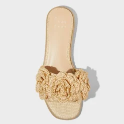 Women's Coco Raffia Flower Slide Sandals - A New Day™ Tan -A New Day™ GUEST 2342dd23 641d 40d0 920a bec7d2eae4d8
