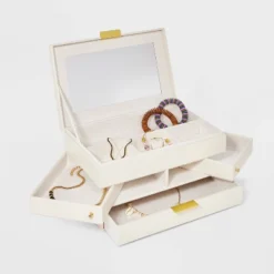 Three Drawer Side Swivel Jewelry Organizer - A New Day™ Cream: MDF Storage Box, 18+ Years