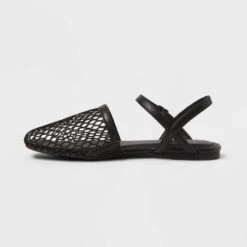 Women's Vanna Fishnet Slingback Flats With Memory Foam Insole - A New Day™ Black