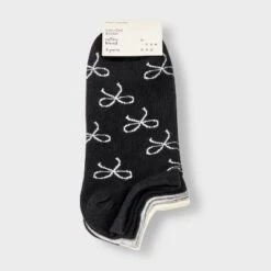 Women's Bows & Polka Dots 3pk Low Cut Socks - A New Day™ Black/Ivory/Red 4-10