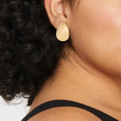 Smooth Pear Drop Earrings - A New Day™ Gold: Nickel-Free Metal, Post Closure, 1.5" Length