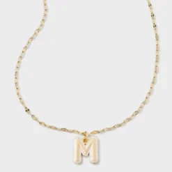 14K Gold Dipped Enamel Initial Pendant Necklace - A New Day™ Gold/White -A New Day™ GUEST 2b4dc753 8290 4030 8e95 911bf87034ea