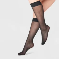 Women's Tailored "V" Sheer Fashion Knee Highs - A New Day™ Black One Size Fits Most: Zig Zag Pattern, Reinforced Toe -A New Day™ GUEST 2f8f0798 3cdb 4f7b ab8e 06f8eccf9214