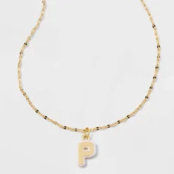 14K Gold Dipped Enamel Initial Pendant Necklace - A New Day™ Gold/White -A New Day™ GUEST 3085e011 22a8 443e bb0b d0f3471aa64e
