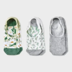 Women's Daisy 3pk Liner Socks - A New Day™ Green/Heather Gray/White 4-10: Cotton Blend, Seamless Toe, Hidden Gel Heel Grip -A New Day™ GUEST 32b985fe ea31 4497 8fe6 3157f65560ab