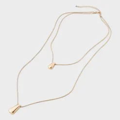 Rectangle Pendant Multi-Strand Necklace - A New Day™ Gold: Brass Cord With Lobster Claw Clasp, 20" Length, 3" Extender -A New Day™ GUEST 346446a2 b695 41cd b959 f95dc1562a0d