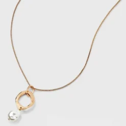 Hammered Ring And Pearl Drop Pendant Necklace - A New Day™ Gold -A New Day™ GUEST 3686df06 d773 4973 92b1 4579731fe82c