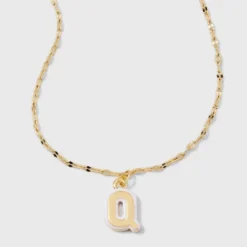 14K Gold Dipped Enamel Initial Pendant Necklace - A New Day™ Gold/White -A New Day™ GUEST 36a25b9f 95bd 4ba2 8d2e 6895c62f95b9