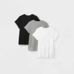 Women's Short Sleeve Ribbed 3pk Bundle T-Shirt - A New Day™ Black/White/Gray -A New Day™ GUEST 36ae0ed8 d805 4d39 9050 290cef116809