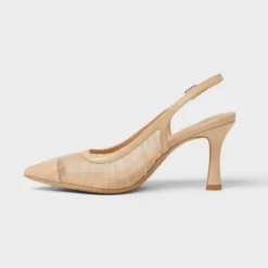 Women’s Abigail Pleated Mesh Sling Back Heels – A New Day™ Tan