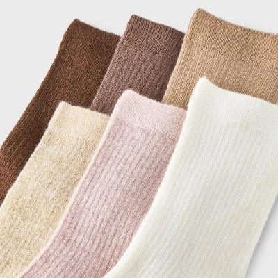 Women's Shimmer And Solid Fine Ribbed 6pk Crew Socks - A New Day™ 4-10 4 Women's Shimmer And Solid Fine Ribbed 6pk Crew Socks - A New Day™ 4-10 - Image 2