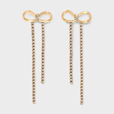 Rhinestone Bow Drop Earrings - A New Day™ Gold 5 Rhinestone Bow Drop Earrings - A New Day™ Gold - Image 3