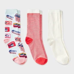 Women's Sardines 3pk Crew Socks - A New Day™ Aqua/Ivory/Red 4-10: Floral Knit, Tagless, Smooth Toe Seams -A New Day™ GUEST 3bcd8831 bf92 42f4 baa3 e6c4c73d967e