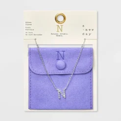 Silver Plated Cubic Zirconia Initial Pendant Necklace - A New Day™ Silver -A New Day™ GUEST 3e9612a2 1489 4b5f bd32 6d0c5eca5541
