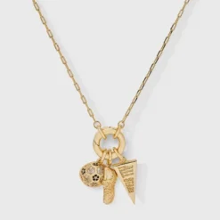 14K Gold Dipped Cubic Zirconia Soccer And All Stars Charm Necklace - A New Day™ Gold -A New Day™ GUEST 40249e33 c27f 4a80 a402 62084f5d2f54