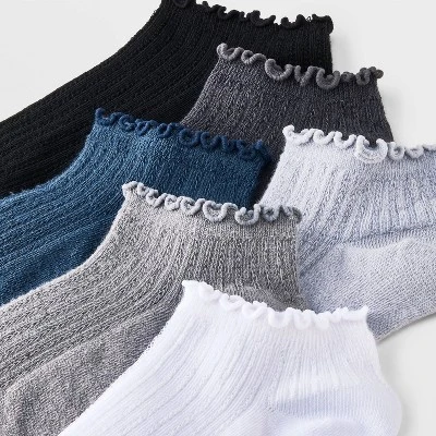 Women's Pointelle Lettuce Edge 6pk Low Cut Socks - A New Day™ 4-10 4 Women's Pointelle Lettuce Edge 6pk Low Cut Socks - A New Day™ 4-10 - Image 2