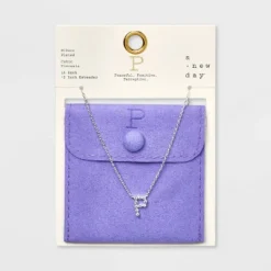 Silver Plated Cubic Zirconia Initial Pendant Necklace - A New Day™ Silver -A New Day™ GUEST 40ee580f 5b66 49ae 9bb5 f04f9e941dac