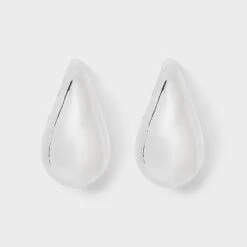 Thick Tear Drop Stud Earrings - A New Day™ Silver: Hypoallergenic Plastic, Post Closure, 1.3" Length -A New Day™ GUEST 42f22c31 3e0b 4952 b238 f01da2664ac2