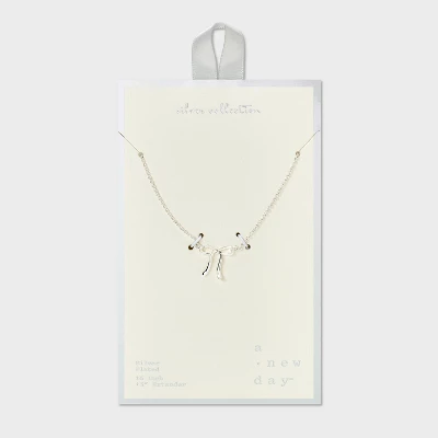 Silver Plated Bow Necklace - A New Day™ Silver 4 Silver Plated Bow Necklace - A New Day™ Silver - Image 2