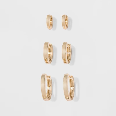 Small Hoop Earring Set 3pc - A New Day 5 Small Hoop Earring Set 3pc - A New Day - Image 3