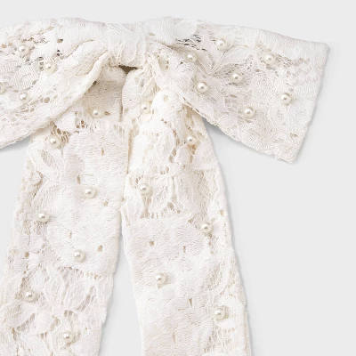 Floral Lace Bow Hair Barrette - A New Day™ Ivory 2 Floral Lace Bow Hair Barrette - A New Day™ Ivory
