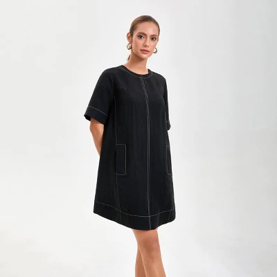 Women's Short Sleeve Swing Mini A-Line Dress - A New Day™ Black 7 Women's Short Sleeve Swing Mini A-Line Dress - A New Day™ Black - Image 5