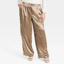 Women's High-Rise Satin Cargo Pants - A New Day™ -A New Day™ GUEST 4831c7c2 a04b 453f 9833 a08205ccf432