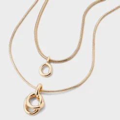 Interlock Circle Pendant Multi-Strand Necklace - A New Day™ Gold: Nickel-Free Metal, Lobster Claw Clasp -A New Day™ GUEST 4923eb53 4b9d 482c 8844 b2fcc4569080