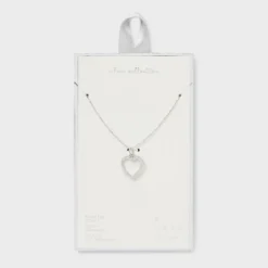 Sterling Silver Open Heart Cubic Zirconia Necklace - A New Day™: Spring Ring Clasp, 16" Pendant -A New Day™ GUEST 494144d2 8259 4bce b454 9ae18c0022b0