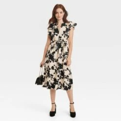 Women's Flutter Short Sleeve Midi Dress - A New Day™ -A New Day™ GUEST 4f81cd66 70a4 4681 b014 879113b68968
