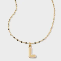 14K Gold Dipped Enamel Initial Pendant Necklace - A New Day™ Gold/White -A New Day™ GUEST 52ff3939 a8dc 483f b3eb db26f3c00a33