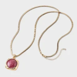 Stone Pendant Chain Necklace - A New Day™ Gold/Burgundy -A New Day™ GUEST 5547567d df68 438b b178 50a1271d15b0
