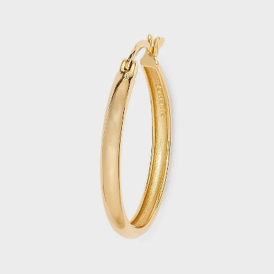 14k Gold Plated Cubic Zirconia Brass Polished Click Top Hoop Earrings - A New Day™ Gold: Sterling Silver, Nickel-Free, 1.036" Length 4 14k Gold Plated Cubic Zirconia Brass Polished Click Top Hoop Earrings - A New Day™ Gold: Sterling Silver, Nickel-Free, 1.036" Length - Image 2