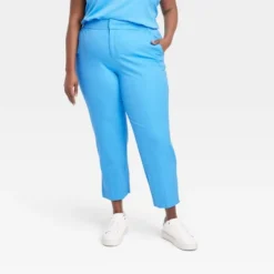 Women's Mid-Rise Slim Straight Fit Side Split Trousers - A New Day™ Blue -A New Day™ GUEST 5918b95f 8052 45d6 bcbf 4489a71538de