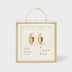 14k Gold Plated Crystal Click Top Tapered Hoop Earrings - A New Day™ Gold: Brass, Nickel-Free, 0.6" Length 7 14k Gold Plated Crystal Click Top Tapered Hoop Earrings - A New Day™ Gold: Brass, Nickel-Free, 0.6" Length -A New Day™ GUEST 59887a59 470c 4206 86bc 204bcabdc6d3