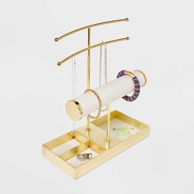 Necklace And Bracelet Standing Organizer Jewelry Box - A New Day™ Gold/Cream: Metal Storage For 18+ Years, 12.34" Height 3 Necklace And Bracelet Standing Organizer Jewelry Box - A New Day™ Gold/Cream: Metal Storage For 18+ Years, 12.34" Height